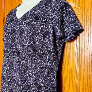 Rena Rowan Purple Paisley Short Sleeve Top Size Large